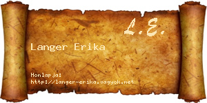 Langer Erika névjegykártya